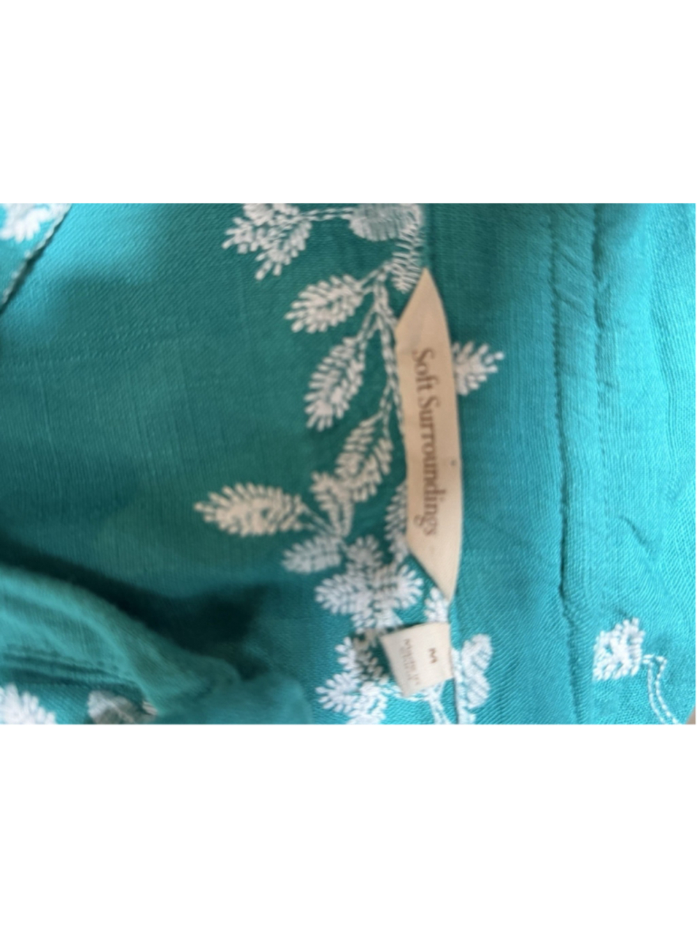 Soft Surroundings Women's Floral Embroidered Blouse Colorful Boho, Long Sleeve - Picture 11 of 15
